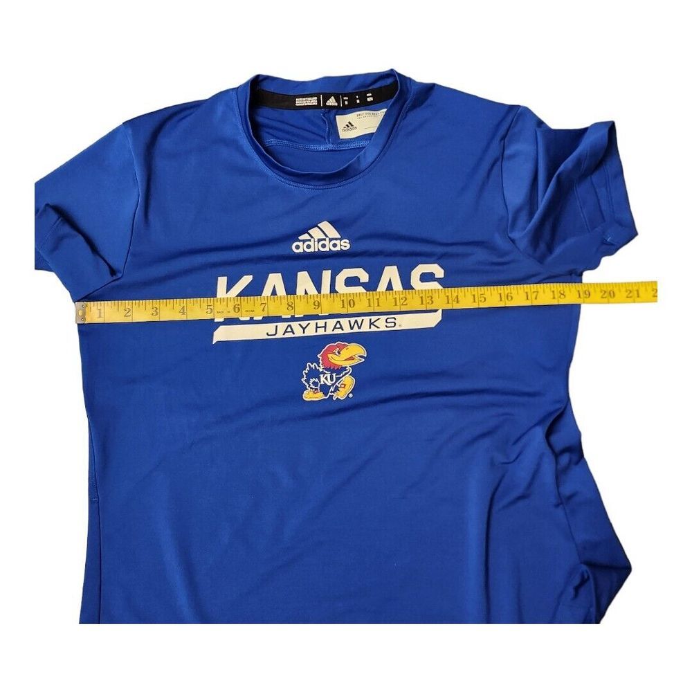 NWOT Kansas Jayhawks Tee Woman Medium Adidas College Performance Training Blue - Picture 7 of 10